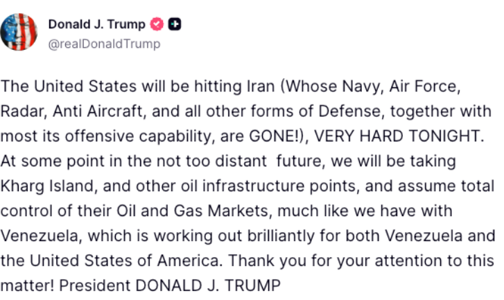 donald-trump-threatens-to-hit-iran-very-hard-tonight-vows-to-take-control-of-kharg-island Donald Trump Threatens to Hit Iran ‘Very Hard Tonight’, Vows To Take Control of Kharg Island