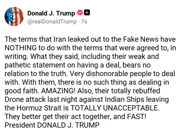 trump-calls-iranian-drone-attack-on-indian-ships-leaving-strait-of-hormuz-totally-unacceptable Trump Calls Iranian Drone Attack On Indian Ships Leaving Strait Of Hormuz ‘Totally Unacceptable’