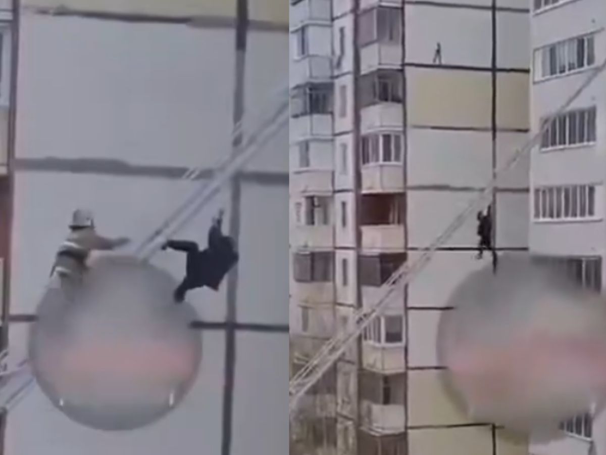Russian Man Dies After Jumping Onto Fire Rescue Ladder